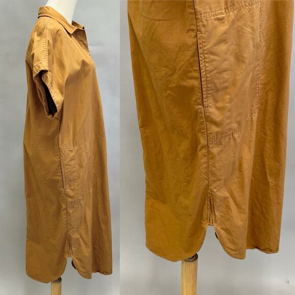 Gap short sleeve popover midi dress in deep camel size Medium Tall 100% cotton - Picture 3 of 13